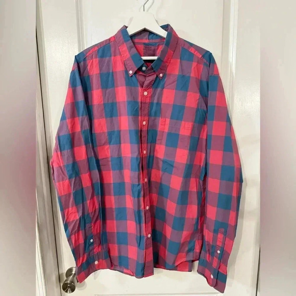 J. Crew Men’s Red & Blue Plaid Slim Fit Lightweight Button Down Shirt - Size XL - Picture 1 of 7